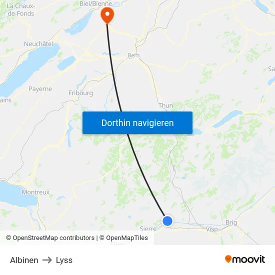 Albinen to Lyss map