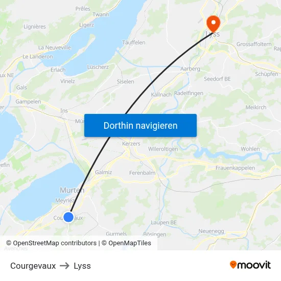 Courgevaux to Lyss map
