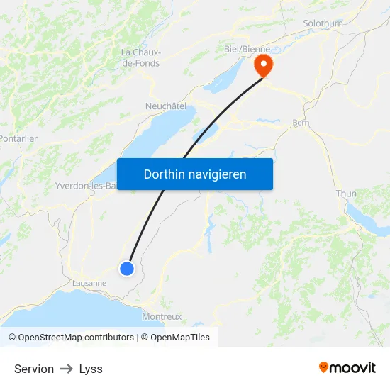 Servion to Lyss map