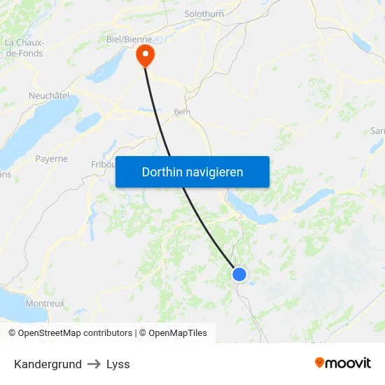 Kandergrund to Lyss map