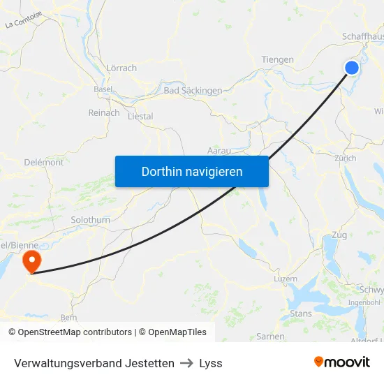 Verwaltungsverband Jestetten to Lyss map