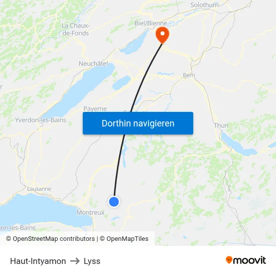 Haut-Intyamon to Lyss map