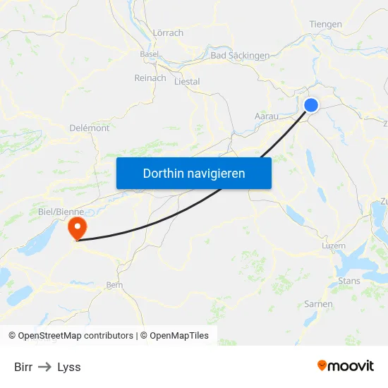 Birr to Lyss map