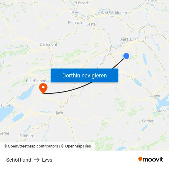 Schöftland to Lyss map
