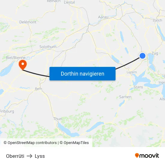 Oberrüti to Lyss map