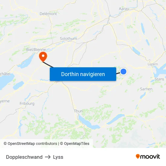 Doppleschwand to Lyss map