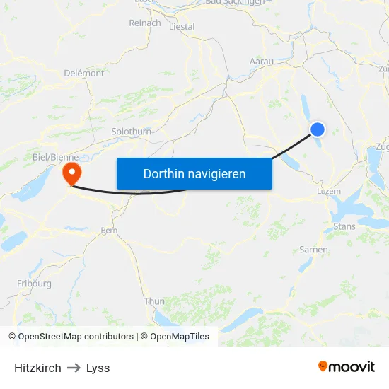 Hitzkirch to Lyss map