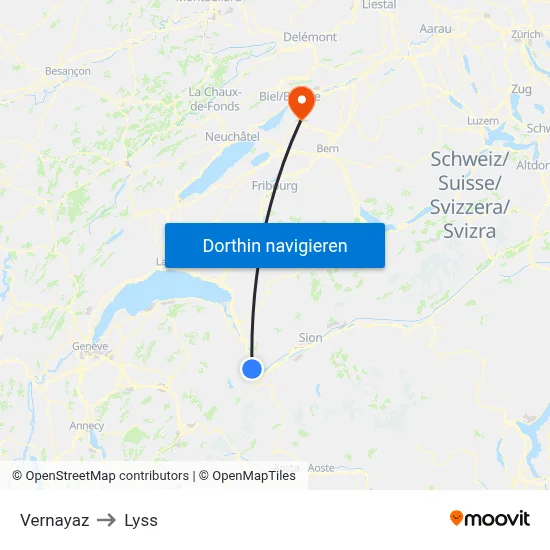 Vernayaz to Lyss map