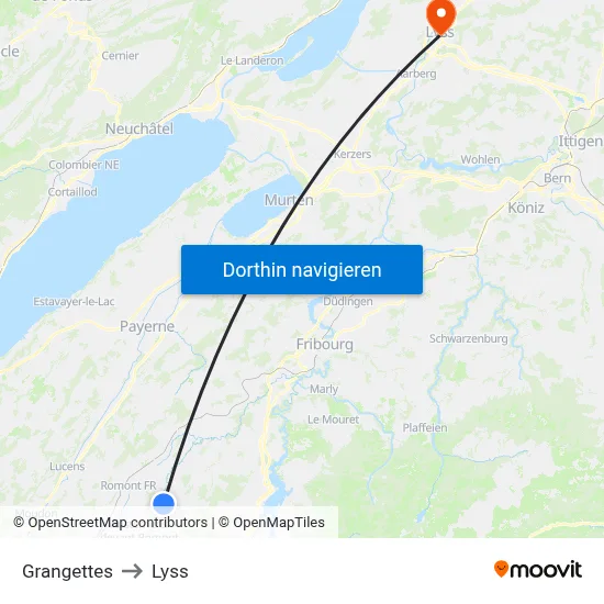 Grangettes to Lyss map