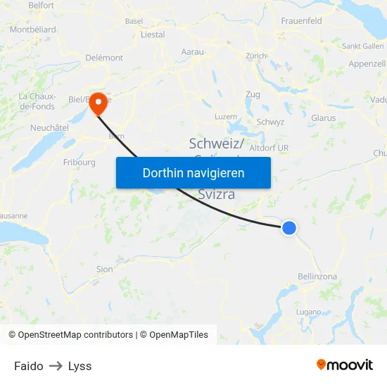 Faido to Lyss map