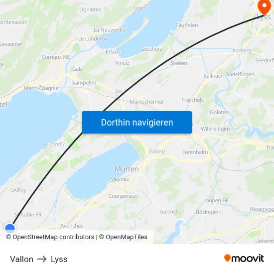 Vallon to Lyss map
