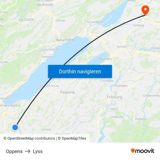 Oppens to Lyss map