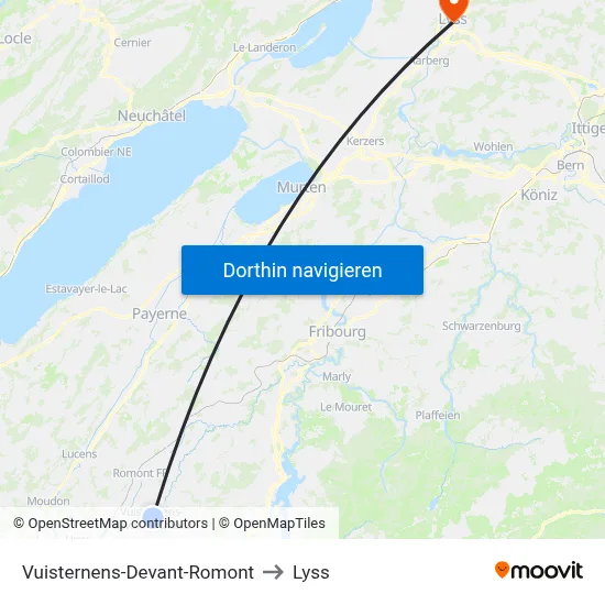 Vuisternens-Devant-Romont to Lyss map