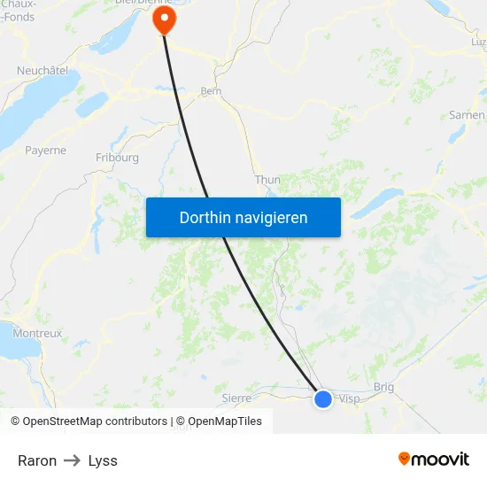 Raron to Lyss map