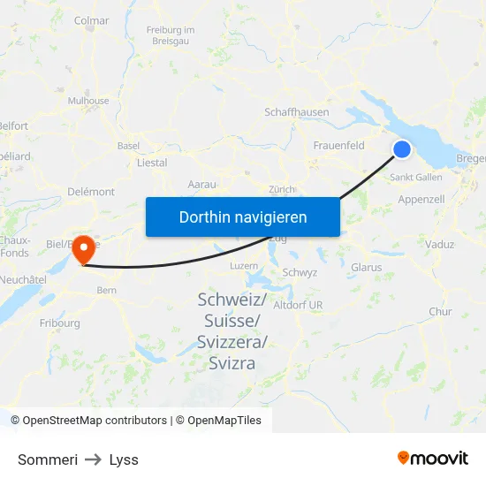 Sommeri to Lyss map