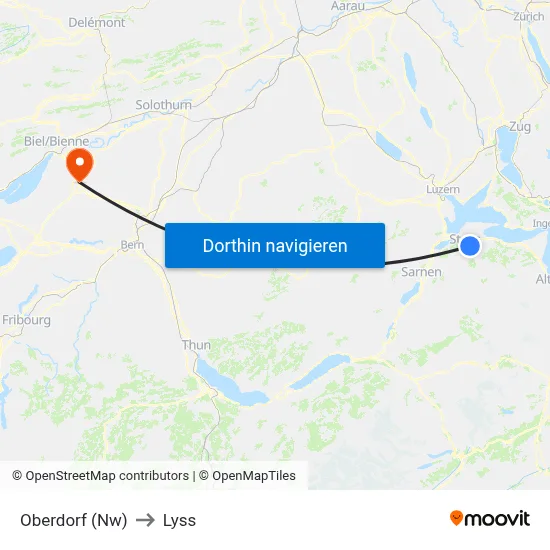 Oberdorf (Nw) to Lyss map