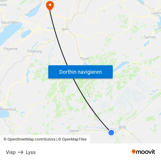 Visp to Lyss map