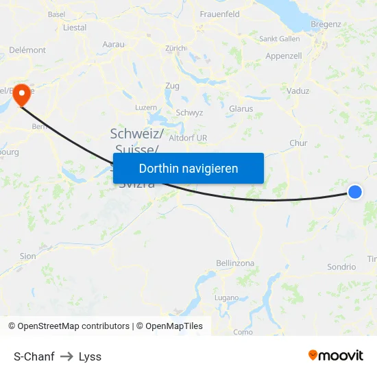 S-Chanf to Lyss map