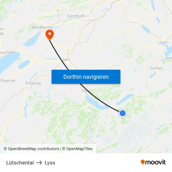 Lütschental to Lyss map