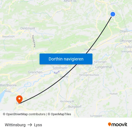 Wittinsburg to Lyss map