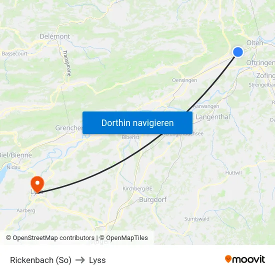 Rickenbach (So) to Lyss map