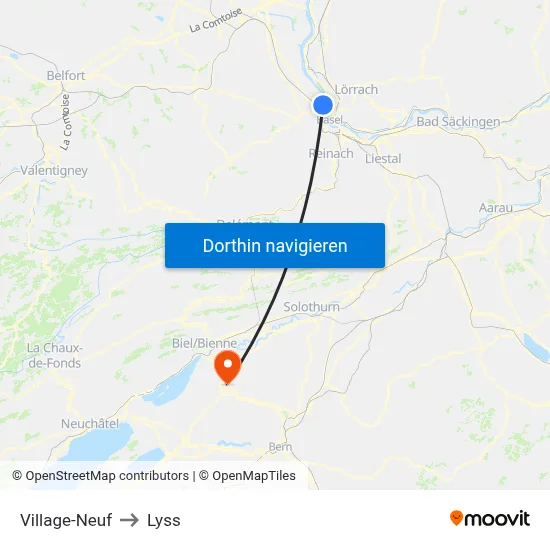 Village-Neuf to Lyss map