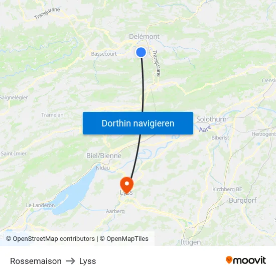 Rossemaison to Lyss map