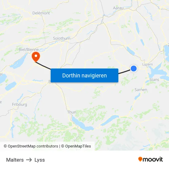 Malters to Lyss map