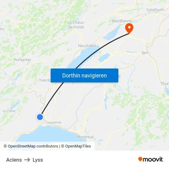 Aclens to Lyss map