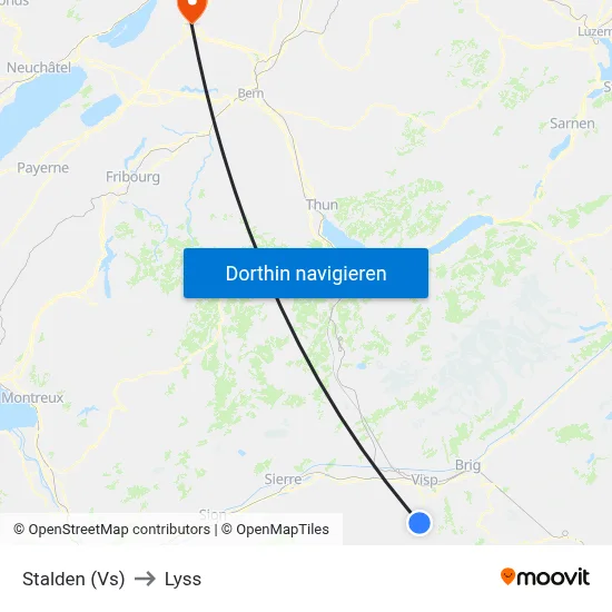 Stalden (Vs) to Lyss map