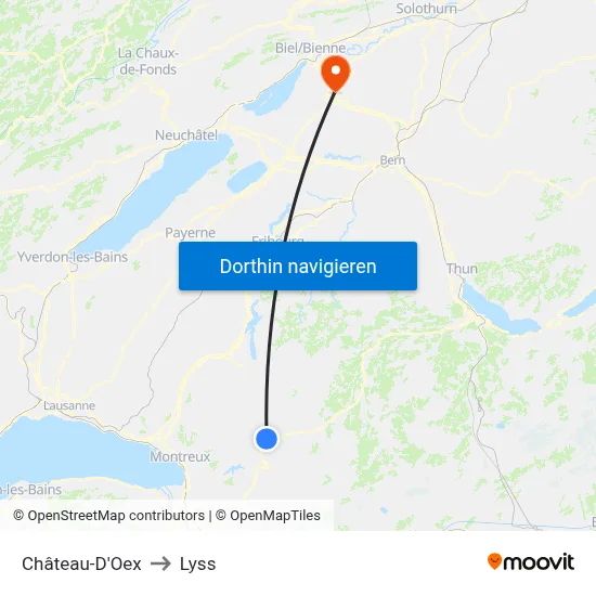 Château-D'Oex to Lyss map