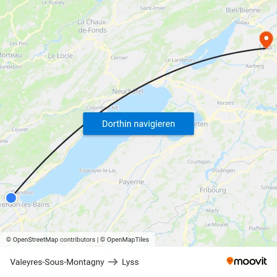 Valeyres-Sous-Montagny to Lyss map