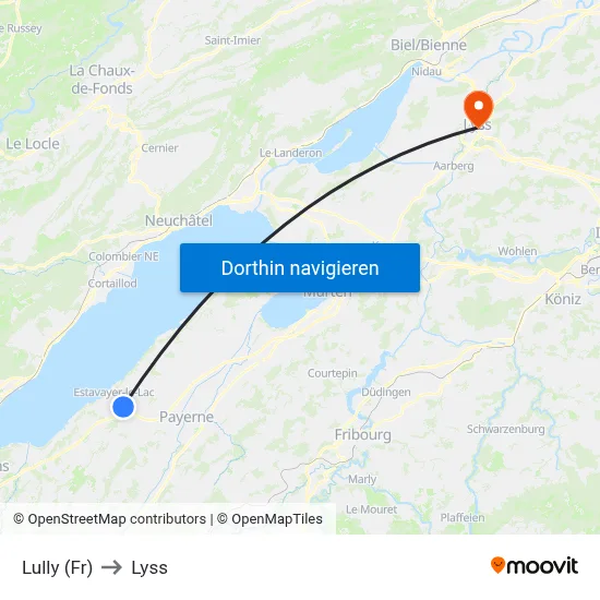 Lully (Fr) to Lyss map