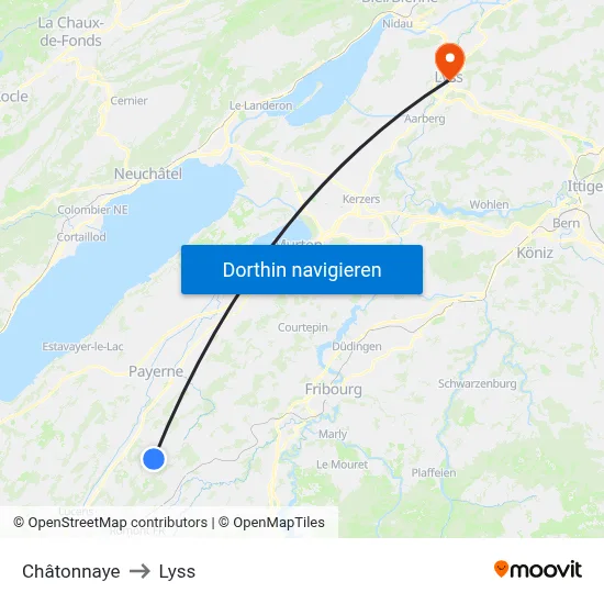 Châtonnaye to Lyss map