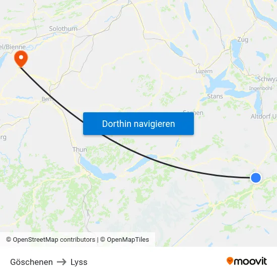 Göschenen to Lyss map