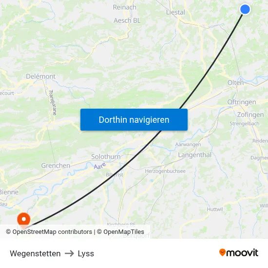 Wegenstetten to Lyss map