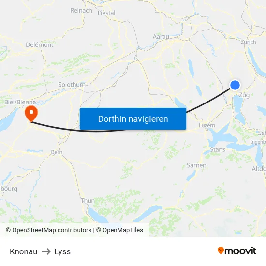 Knonau to Lyss map