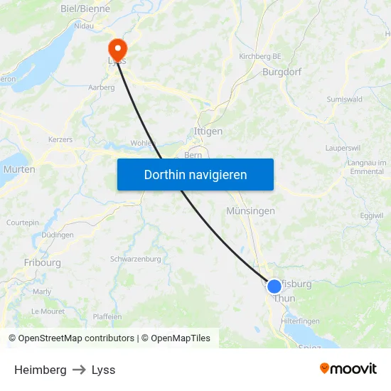 Heimberg to Lyss map