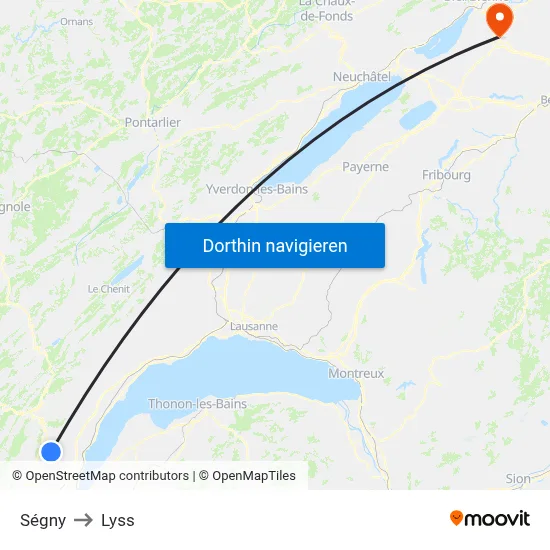 Ségny to Lyss map