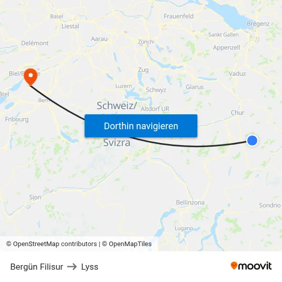 Bergün Filisur to Lyss map