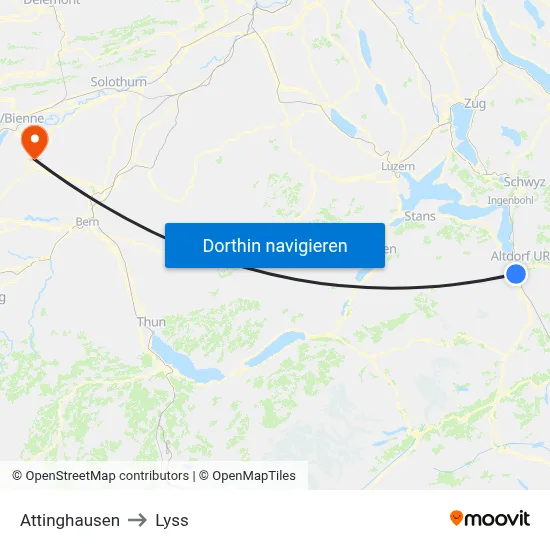 Attinghausen to Lyss map