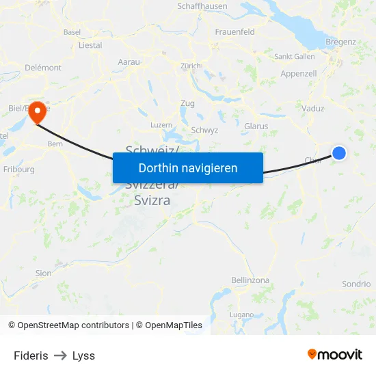 Fideris to Lyss map