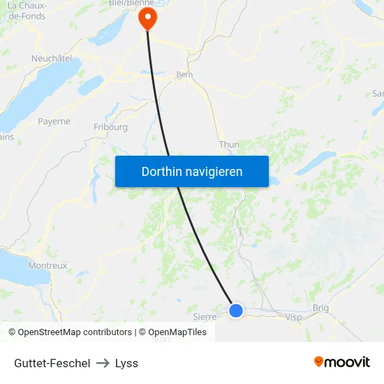 Guttet-Feschel to Lyss map