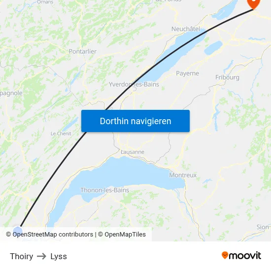 Thoiry to Lyss map