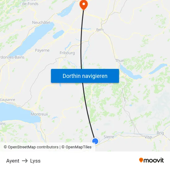Ayent to Lyss map