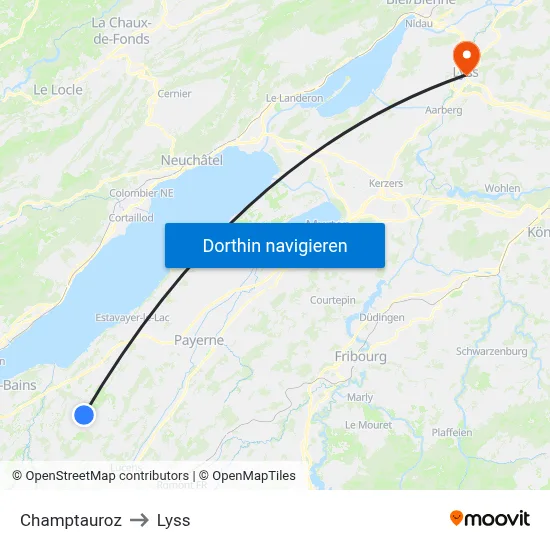 Champtauroz to Lyss map