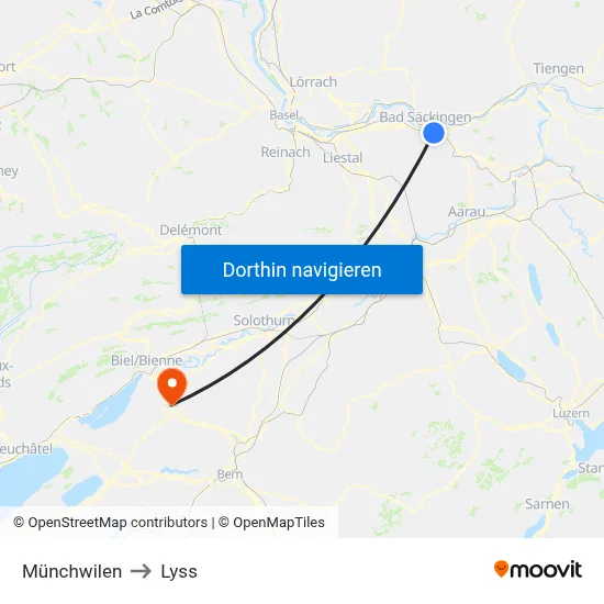 Münchwilen to Lyss map