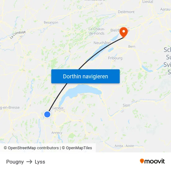 Pougny to Lyss map