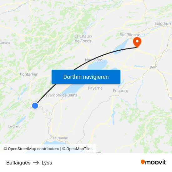 Ballaigues to Lyss map