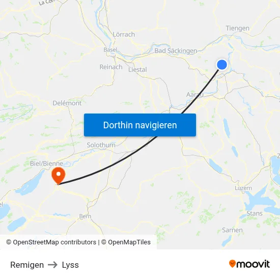 Remigen to Lyss map